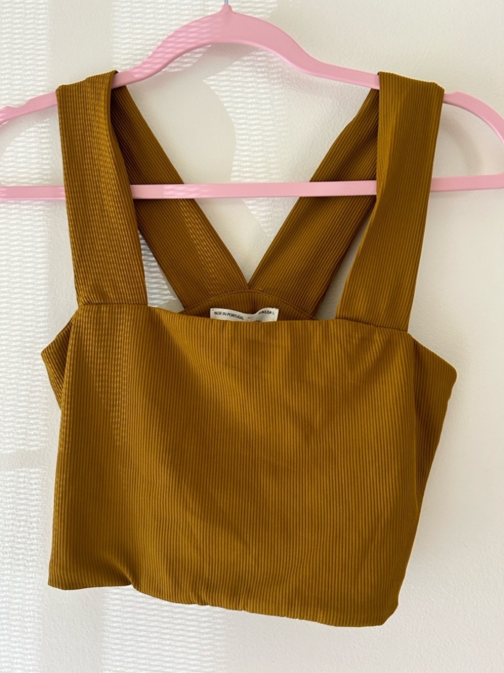 Zara Mustard Square-Neck Ribbed Crop Top - Picture 2 of 5